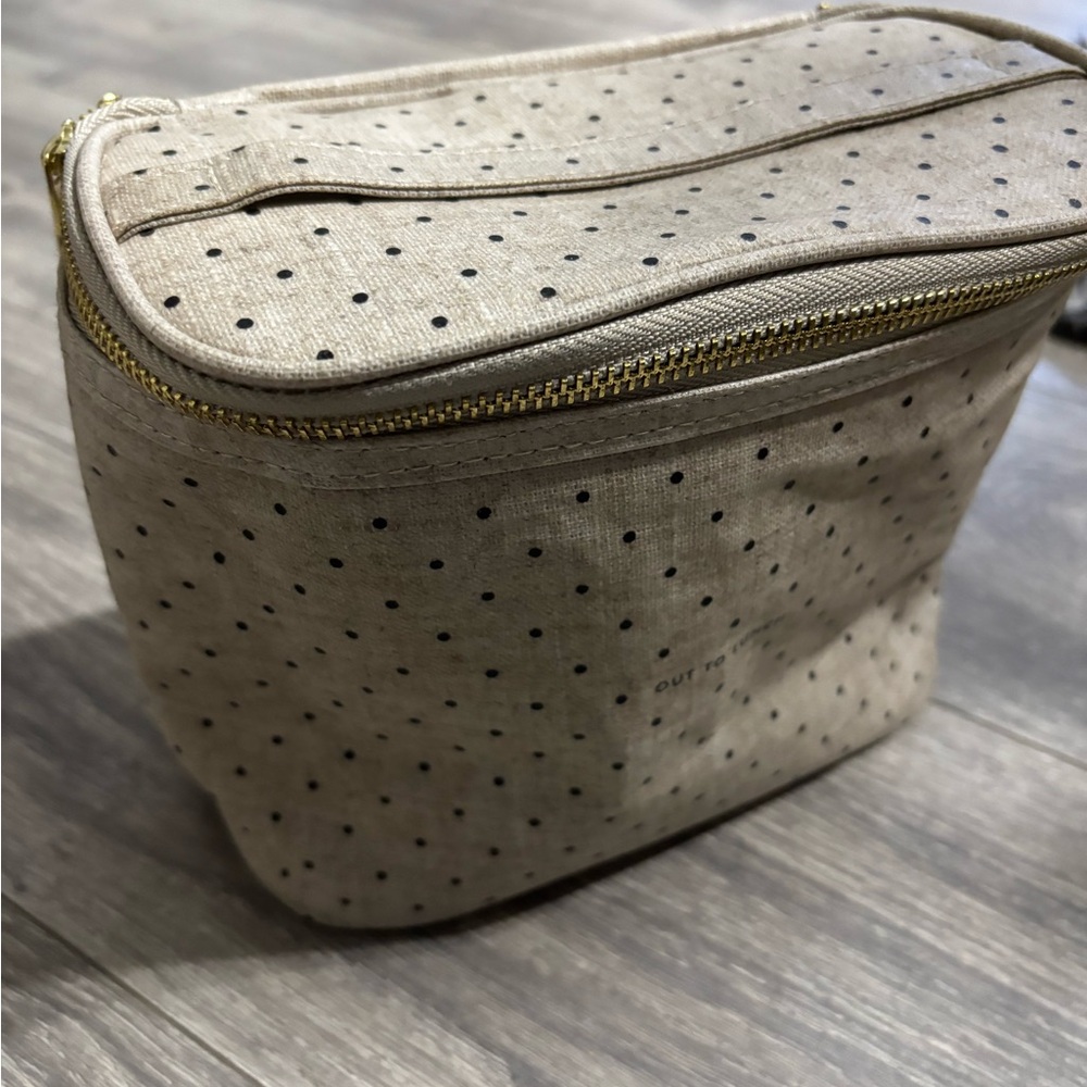 Polka Dot Cosmetic Bag with Gold Zipper